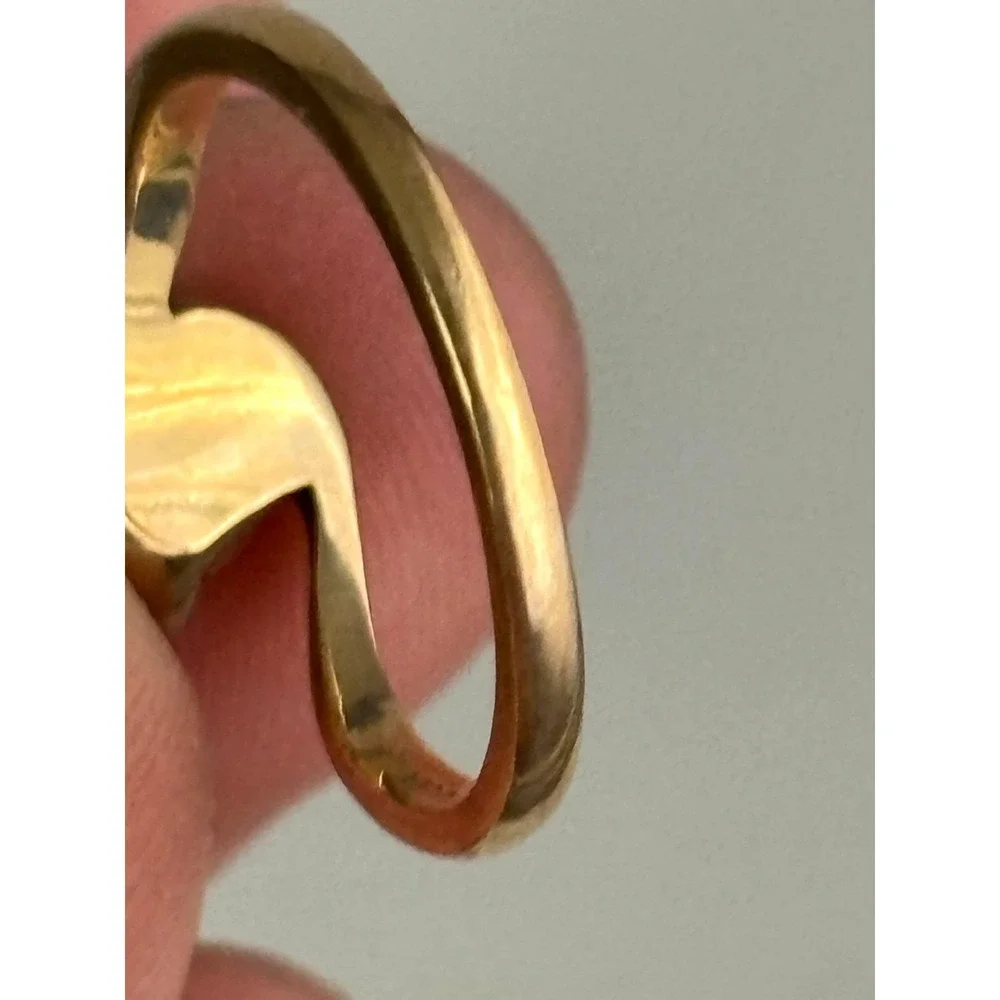 Vintage 10K Gold Pearl Ring Minimalist Modernist‎ Bypass Size 6